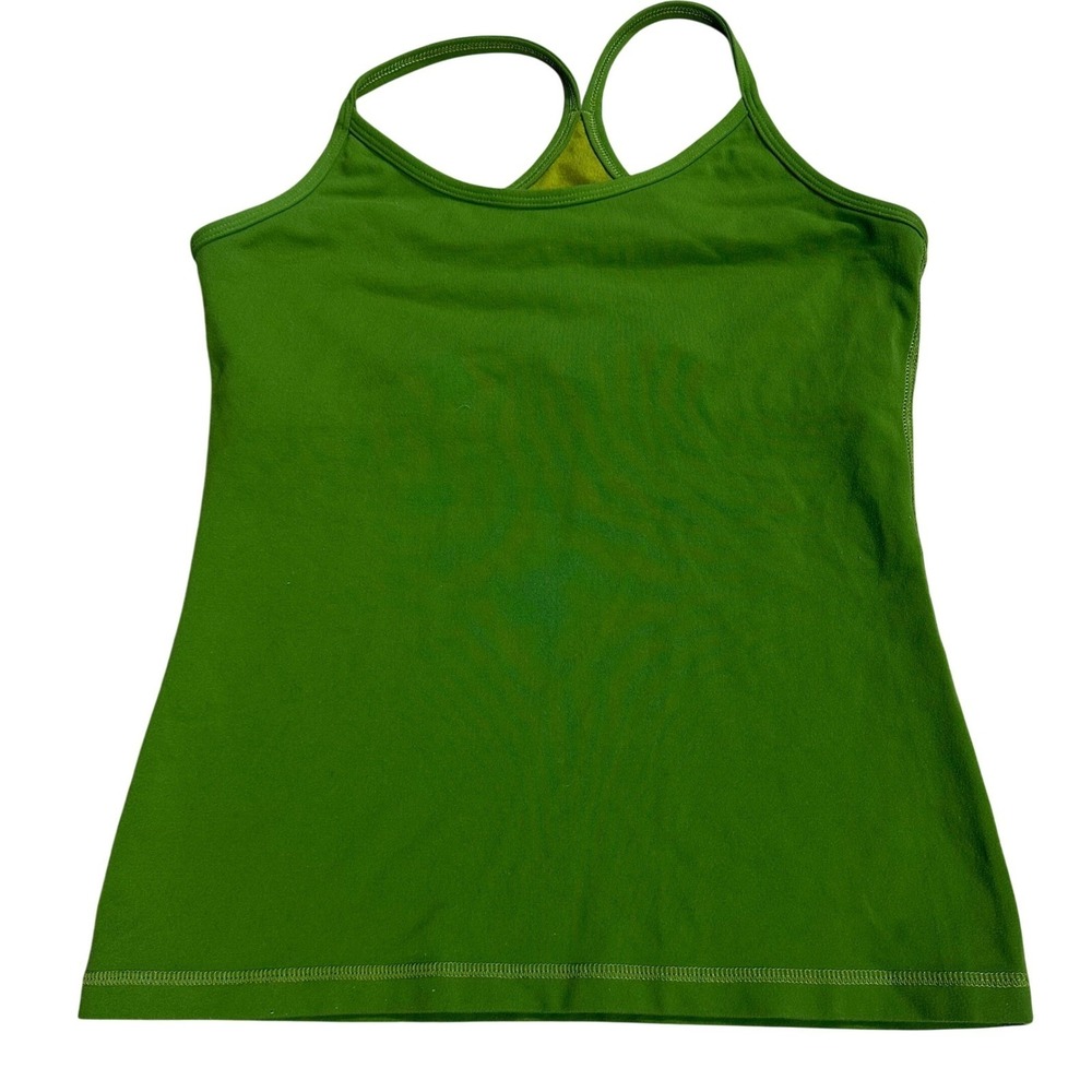 Lululemon Power Y Tank Top Green Racerback Built In Shelf Bra Yoga Camisole
